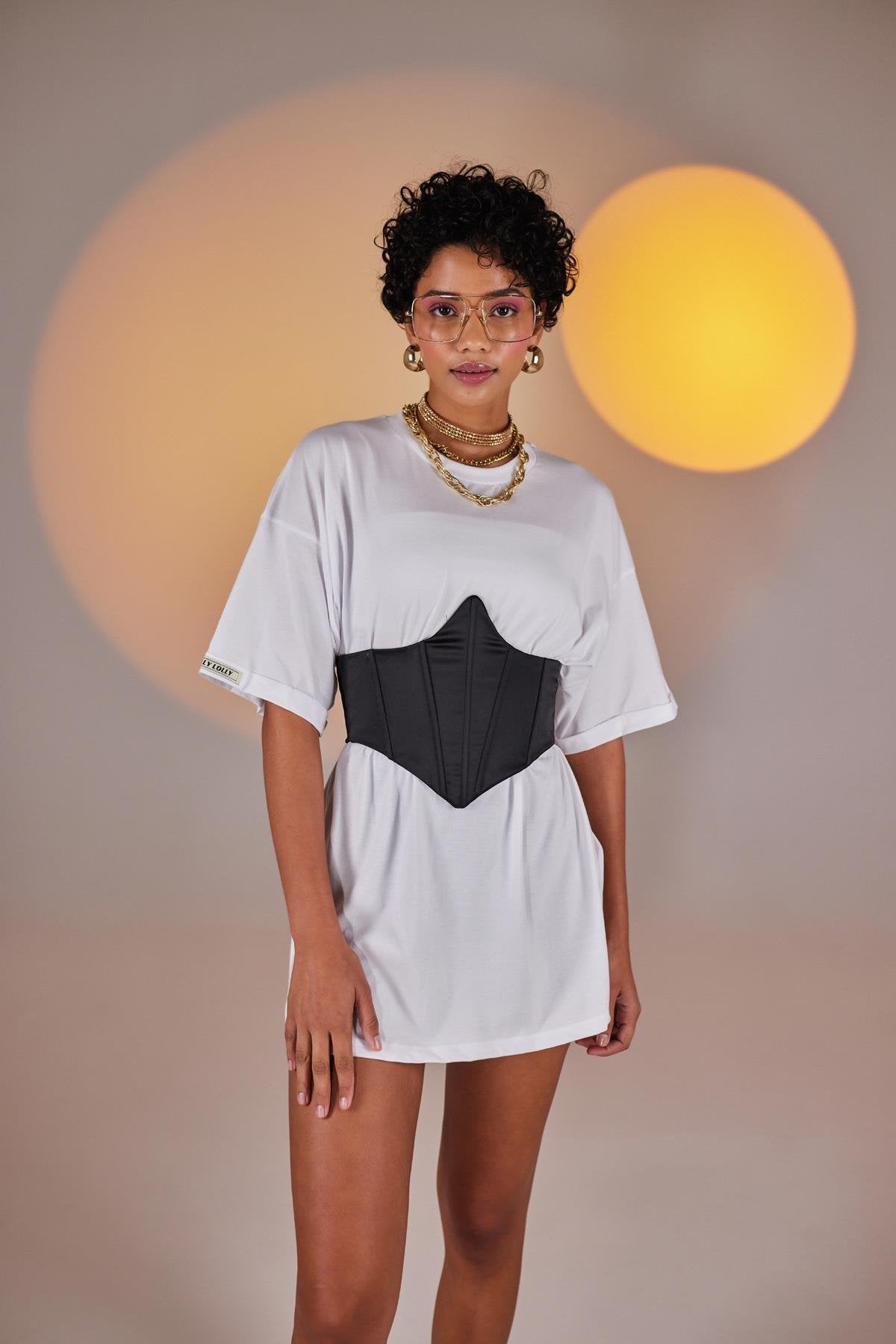 Arkası Gipeli Satin Korse Siyah Siyah L