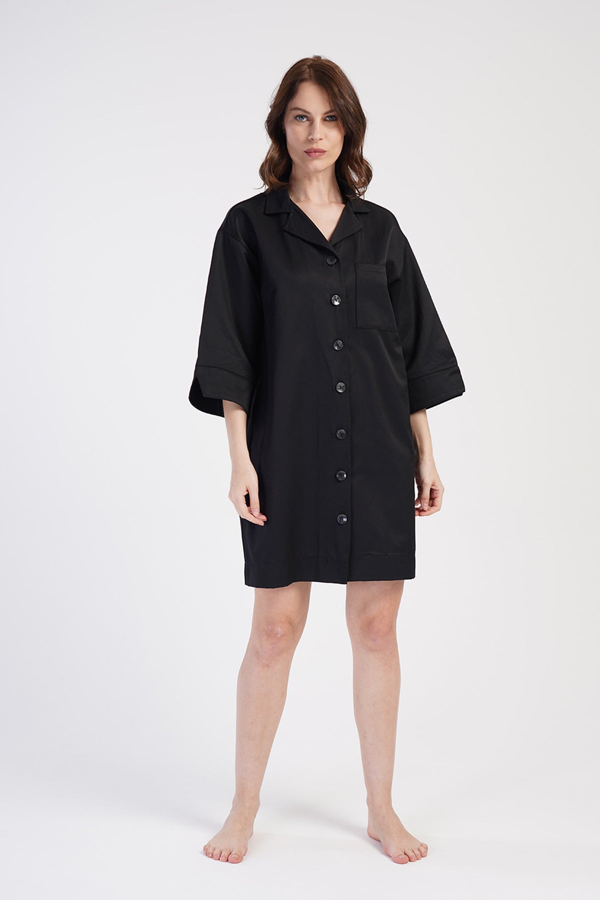 Woman Oxford Shirt Collar Tunic