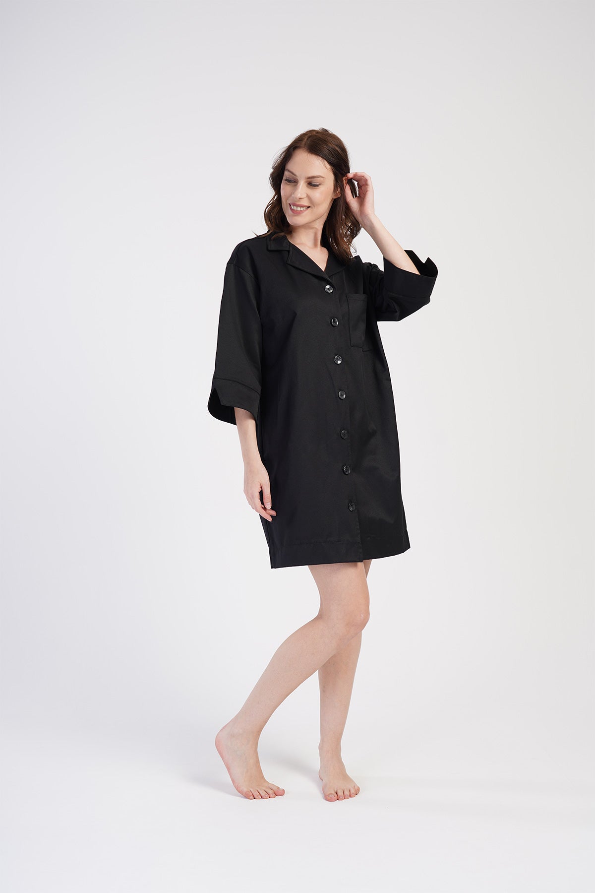 Woman Oxford Shirt Collar Tunic