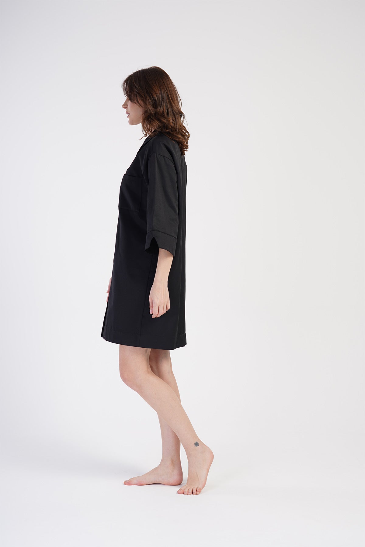 Woman Oxford Shirt Collar Tunic