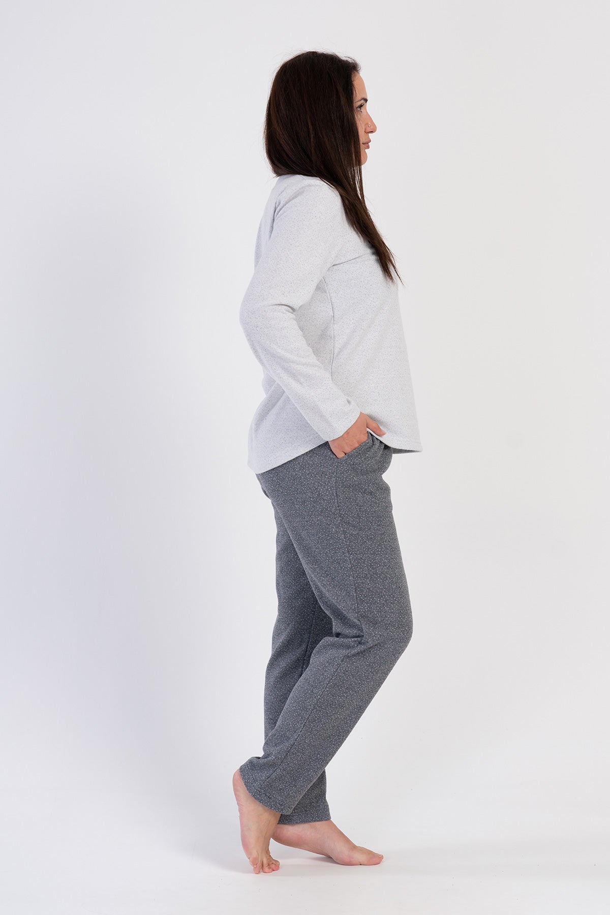 Woman Mathe Jacquard Big Size Pyjama Set