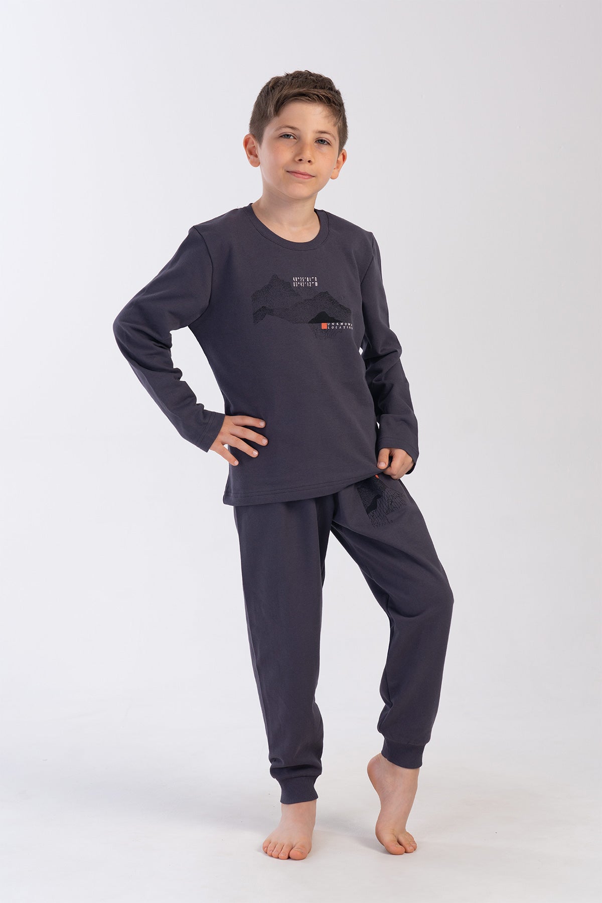 ERKEK COCUK 2IPLIK O YAKA UZUN KOL MANSETLI PIJAMA TAKIM(9-10/15-16)