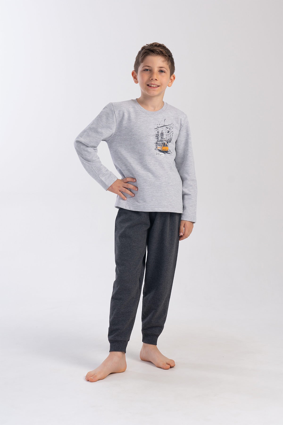 ERKEK COCUK 2IPLIK O YAKA UZUN KOL MANSETLI PIJAMA TAKIM(9-10/15-16)