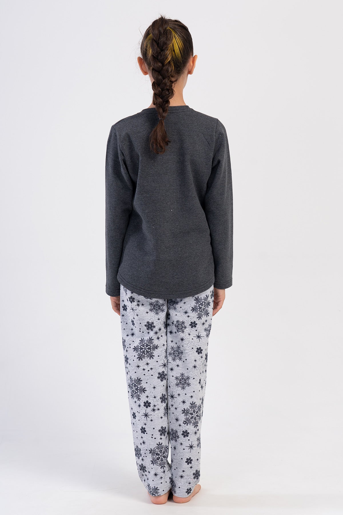 KIZ COCUK 2IPLIK MANSETLI O YAKA UZUN KOL ETEGI OVAL PIJAMA TAKIM(7-8/13-14)