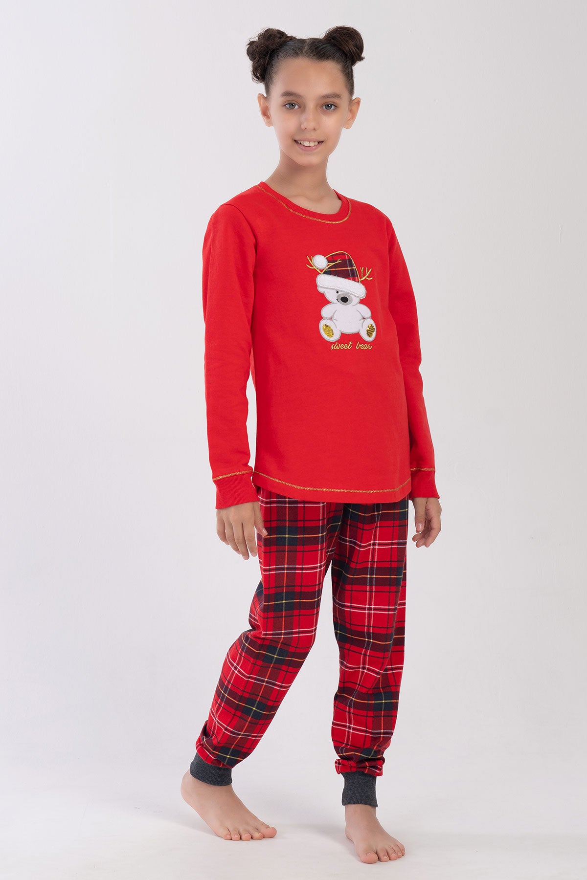 Kids' Girl Two Yarn Christmas Bear Pyjama Set