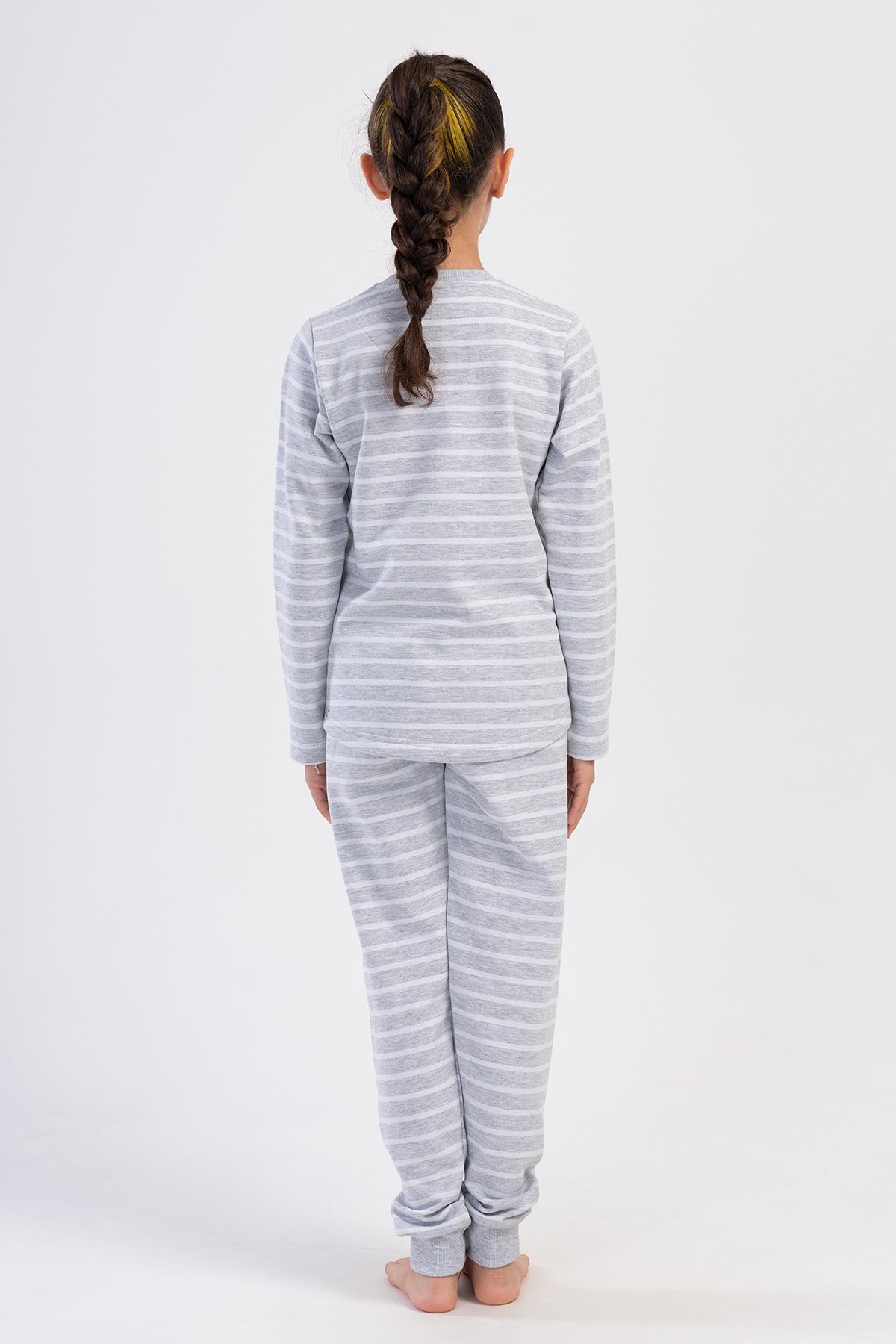 KIZ COCUK 2IPLIK O YAKA UZUN KOL ETEGI OVAL MANSETLI PIJAMA TAKIM(7-8/13-14)