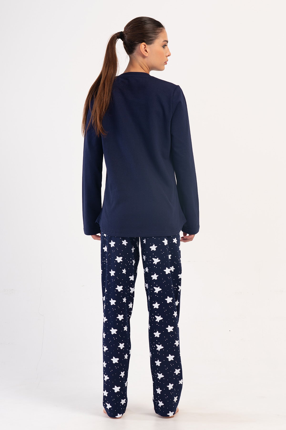 KADIN 2IPLIK XXL O YAKA UZUN KOL ETEGI OVAL PIJAMA TAKIM