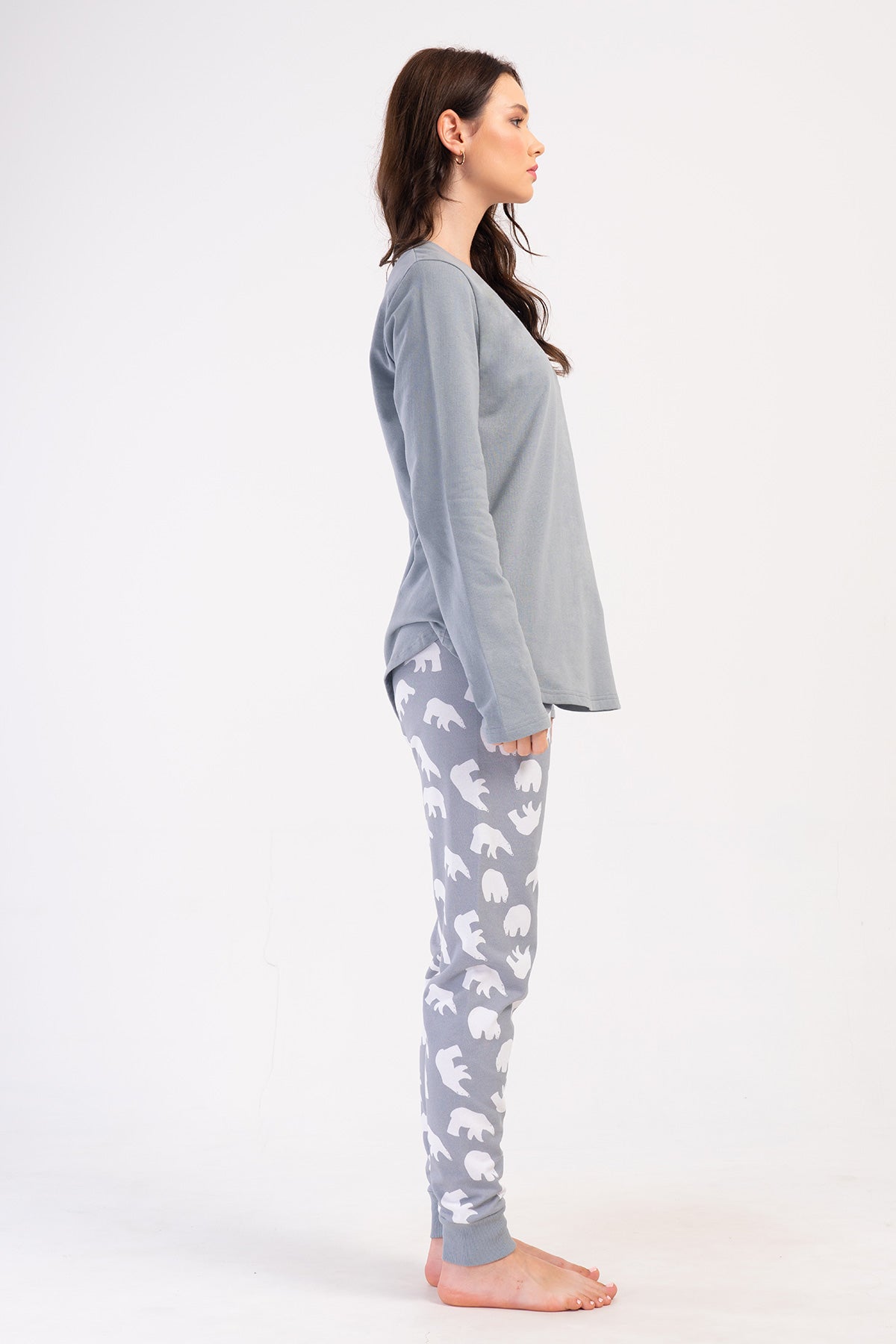Woman Stone Two Yarn Big Size O Neck Pyjama Set