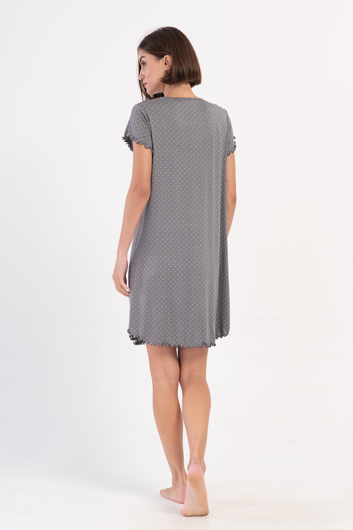 KADIN VISCON XXL V YAKA DANTELLI BIBILALI KISA KOL ETEGI OVAL TUNIK