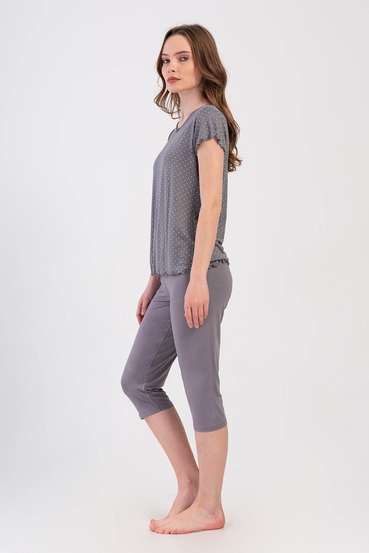 KADIN VISCON KAYIK YAKA FIYONKLU KISA KOL BIBILALI KAPRI TAKIM