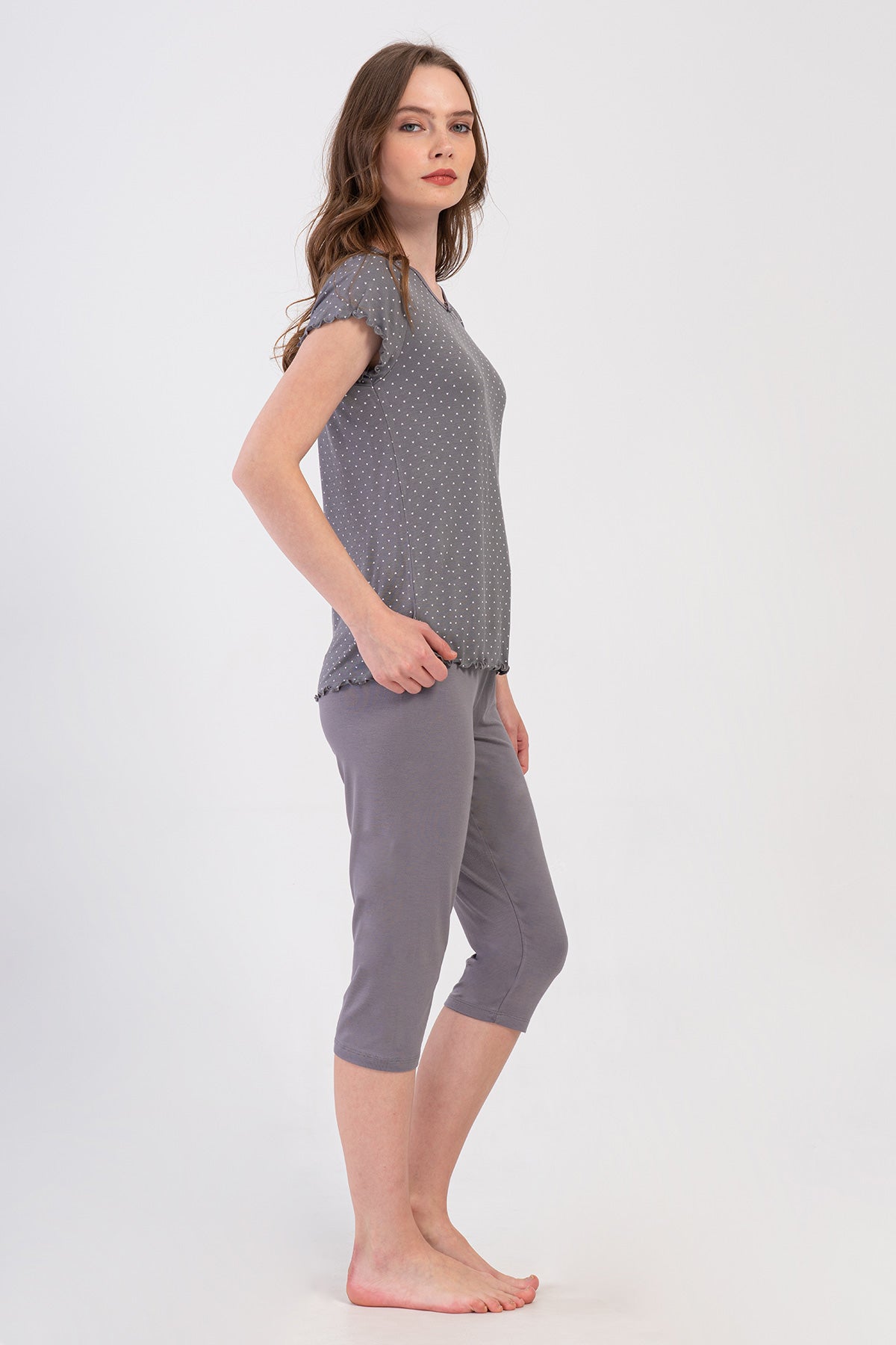 KADIN VISCON KAYIK YAKA FIYONKLU KISA KOL BIBILALI KAPRI TAKIM