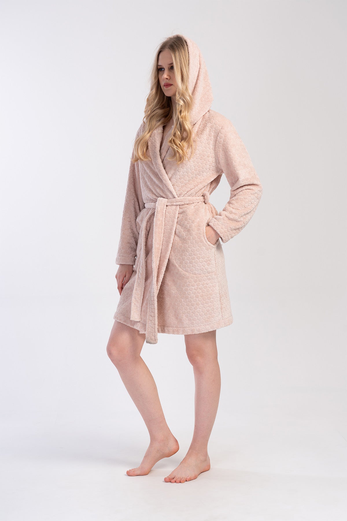 Woman Beige Ultrasoft Hoodie Dressing Gown