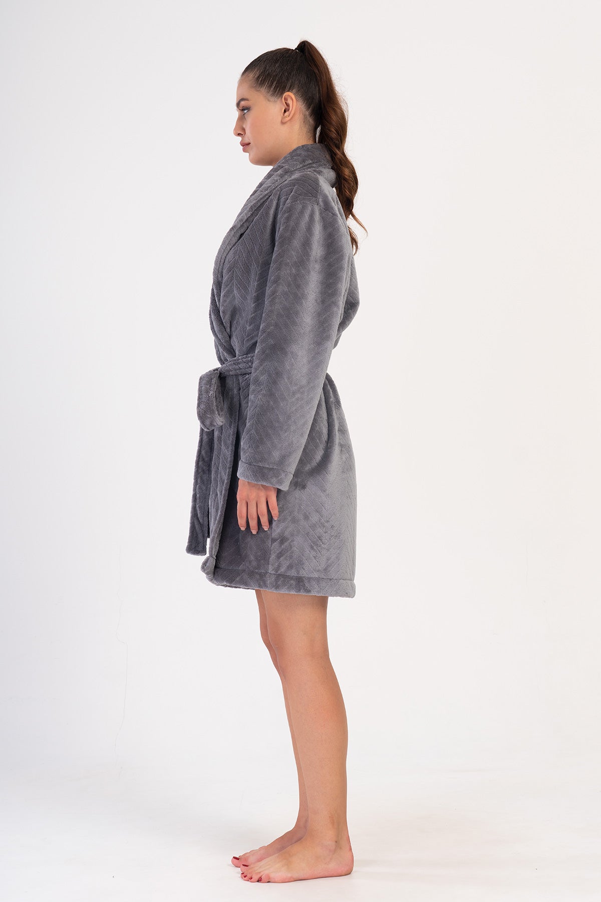 KADIN J.ULTRASOFT SAL YAKA UZUN KOL KISA CEPLI SABAHLIK