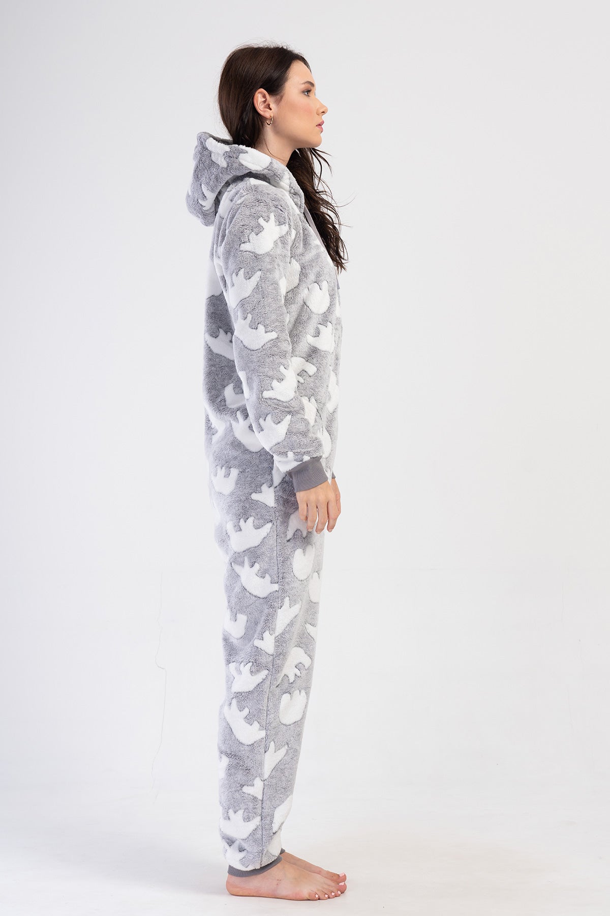 KADIN J.ULTRASOFT KAPSONLU UZUN KOL MANSETLI CEPLI TULUM