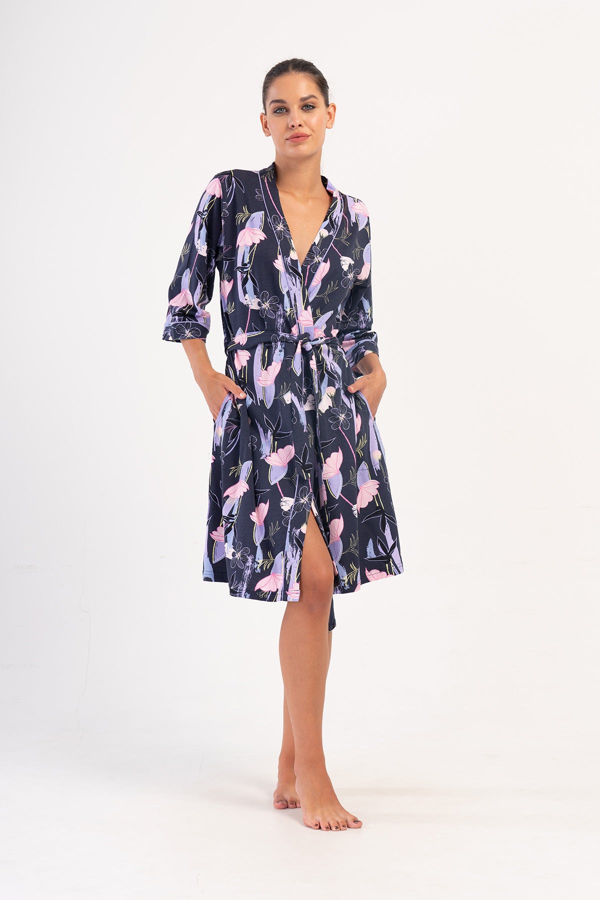 Woman Lilac Supreme Big Size Pocket Detail Dressing Gown