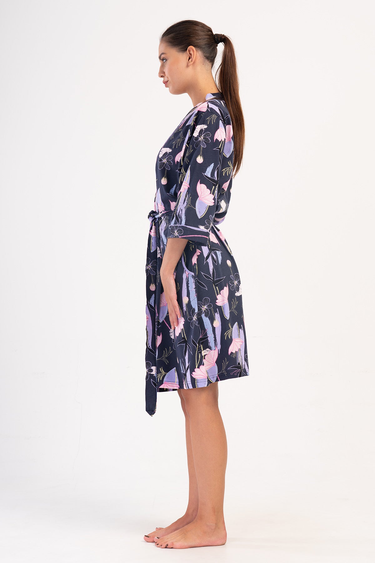 Woman Lilac Supreme Big Size Pocket Detail Dressing Gown