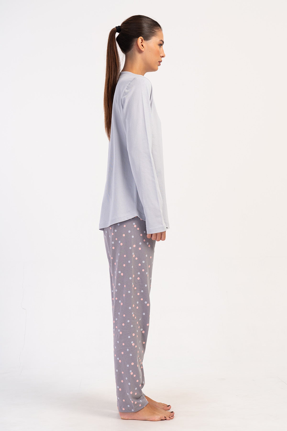 Woman Supreme Big Size Gray Butterfly Pyjama Set