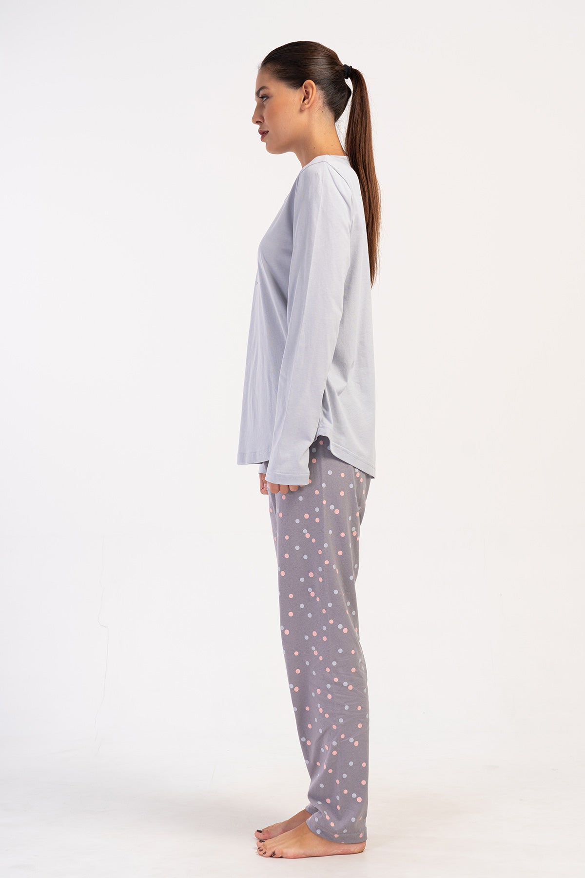 Woman Supreme Big Size Gray Butterfly Pyjama Set
