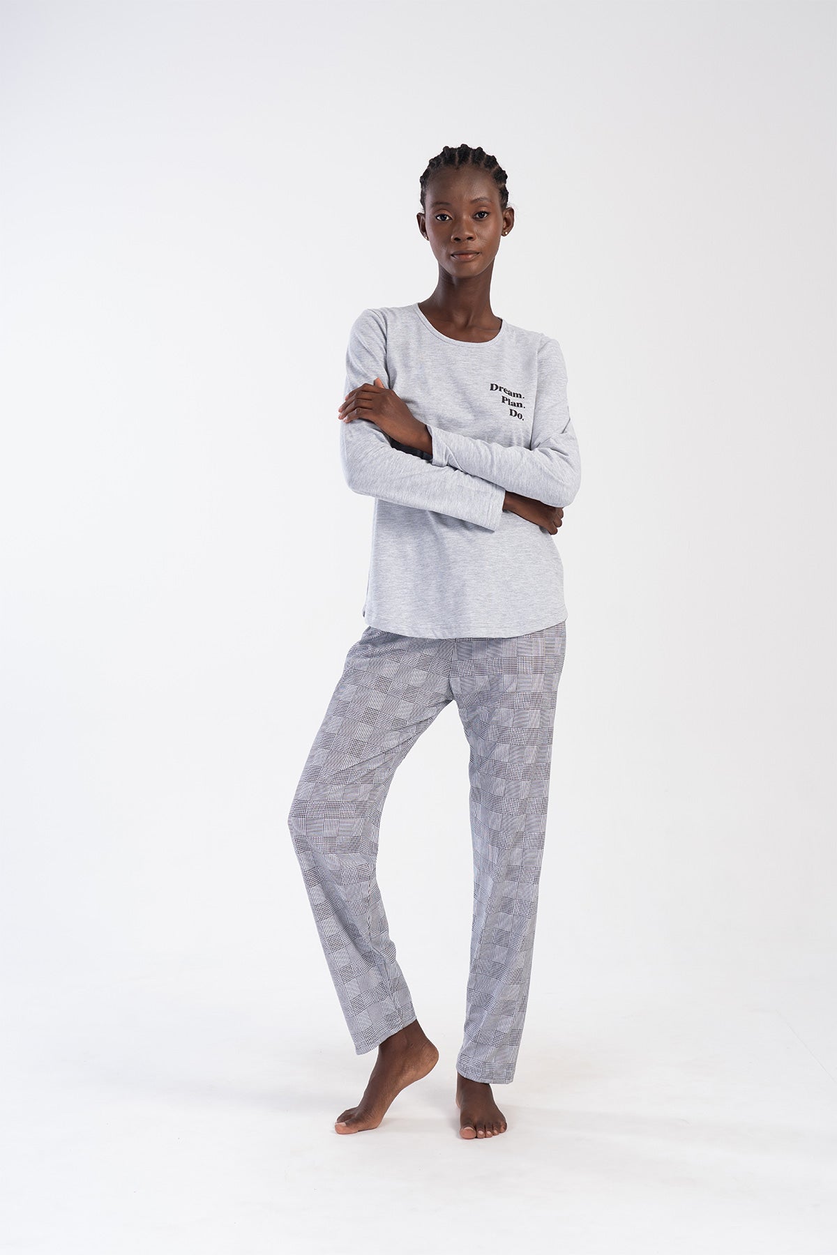 Woman Gray Supreme Big Size Pyjama Set