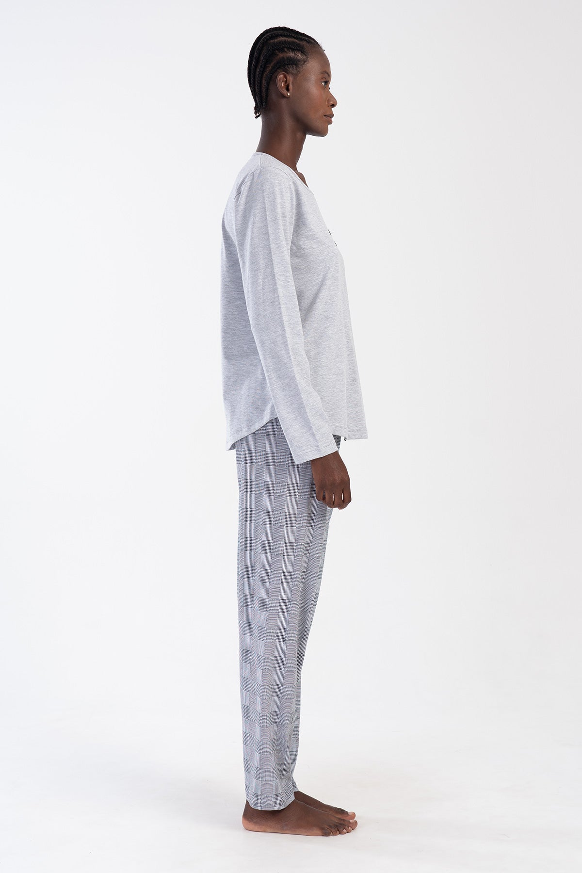 Woman Gray Supreme Big Size Pyjama Set