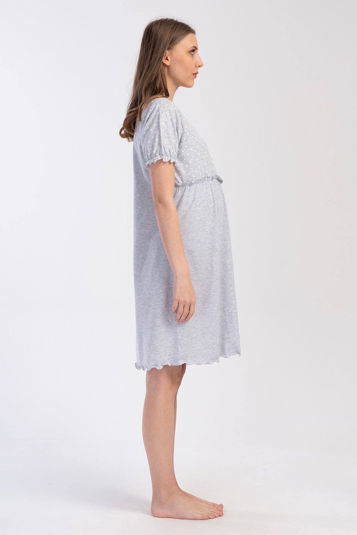 KADIN P.SUPREM DUGMELI KISA KOLU BELI LASTIKLI BIBILALI HAMILE TUNIK