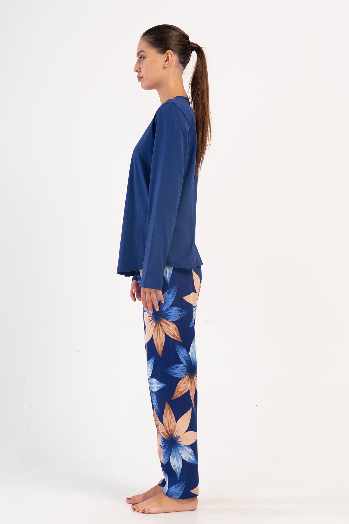 Woman Indigo Supreme Big Size O Neck Pyjama Set