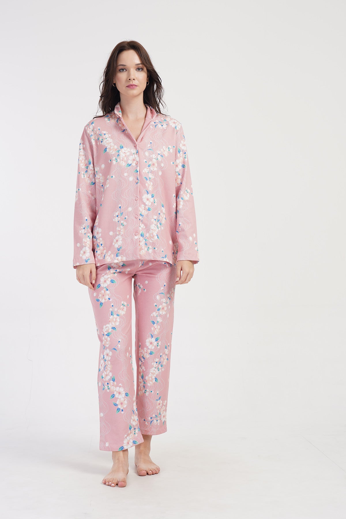 Woman Two Yarn Floya Buttoned Pyjama Set