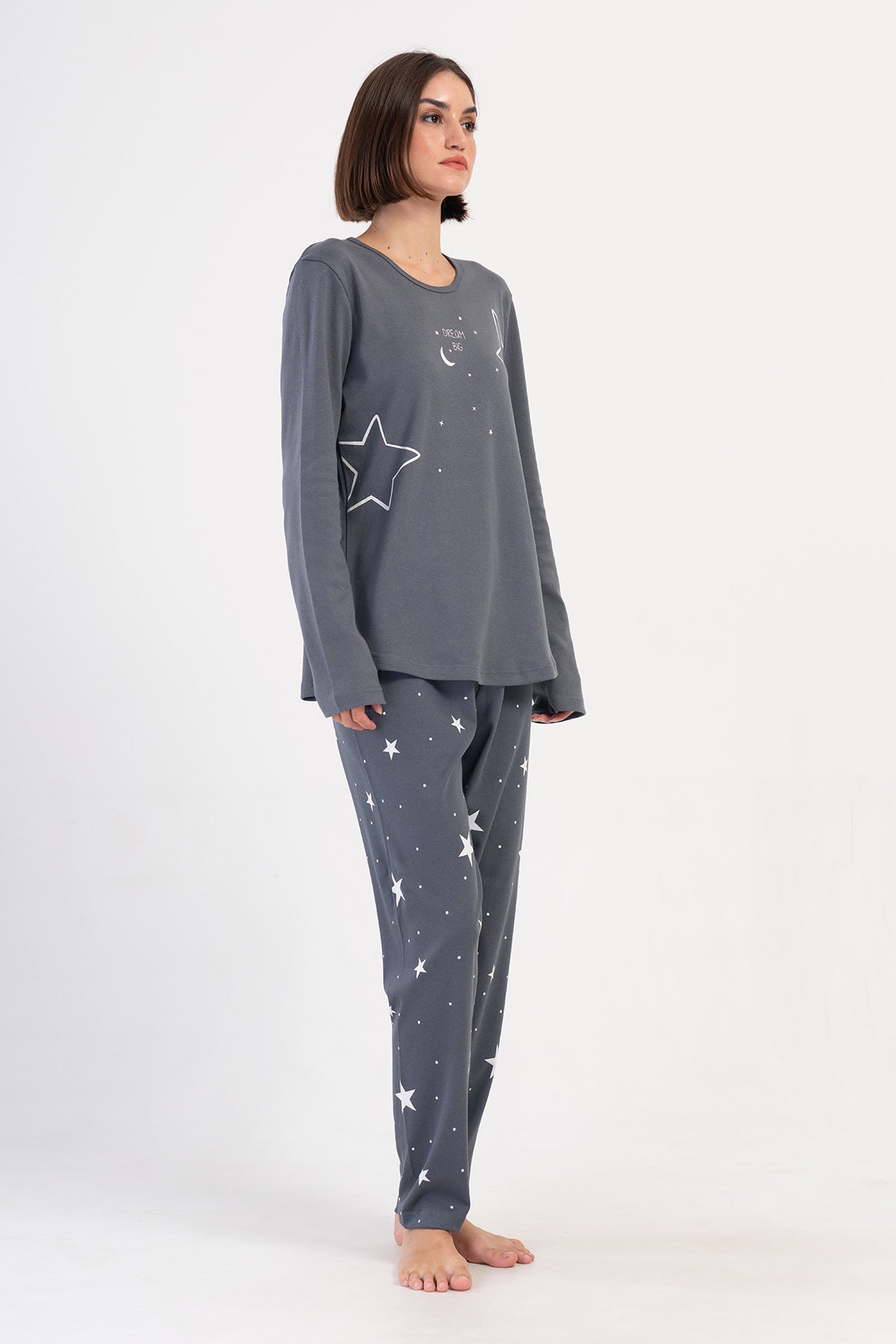 Woman Fume Interlock O Neck Long Sleeve Pyjama Set