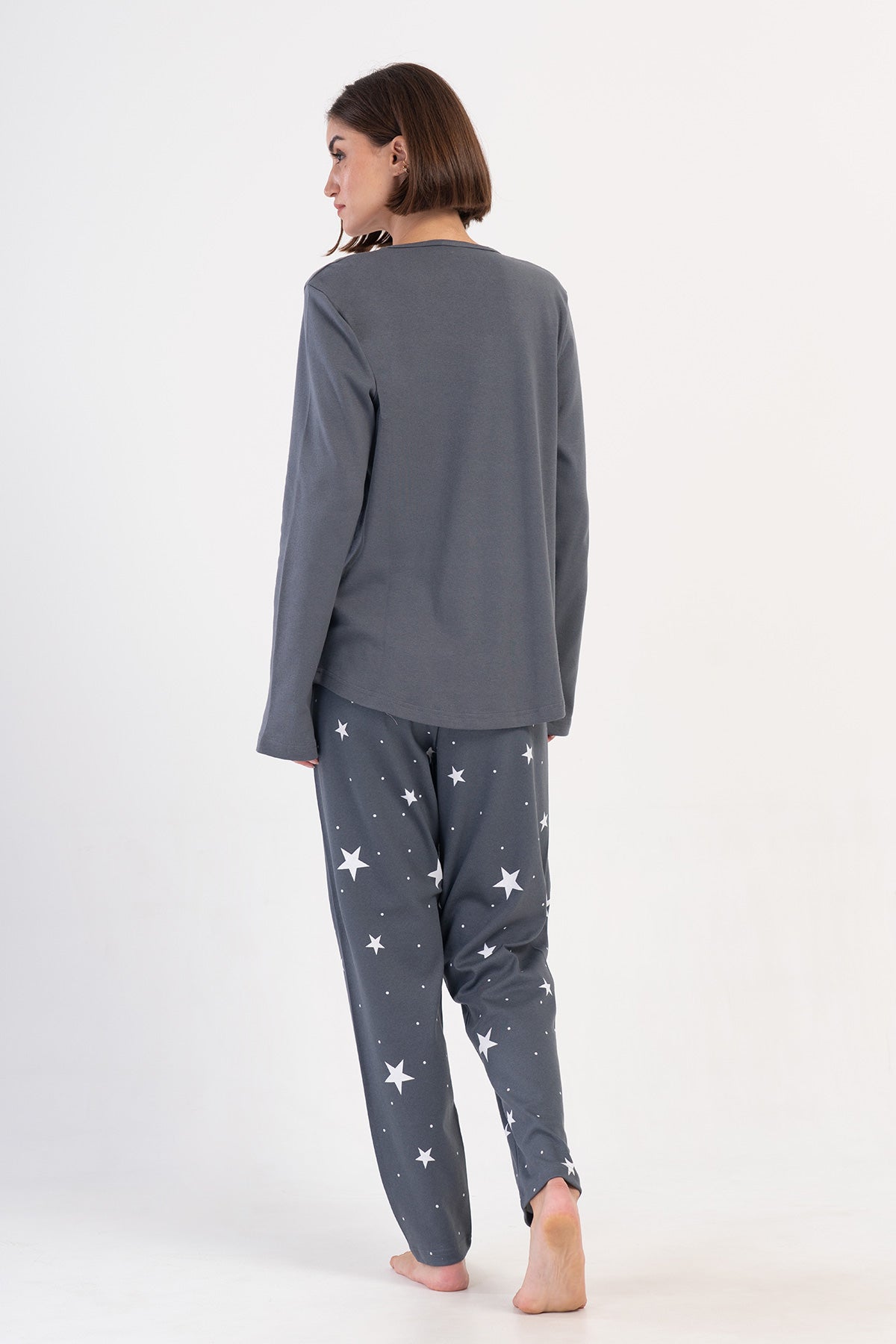 Woman Fume Interlock O Neck Long Sleeve Pyjama Set