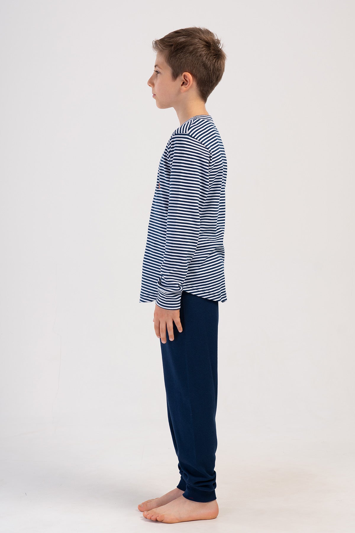 ERKEK COCUK INTERLOK O YAKA UZUN KOL MANSETLI PIJAMA TAKIM(7-8/13-14)