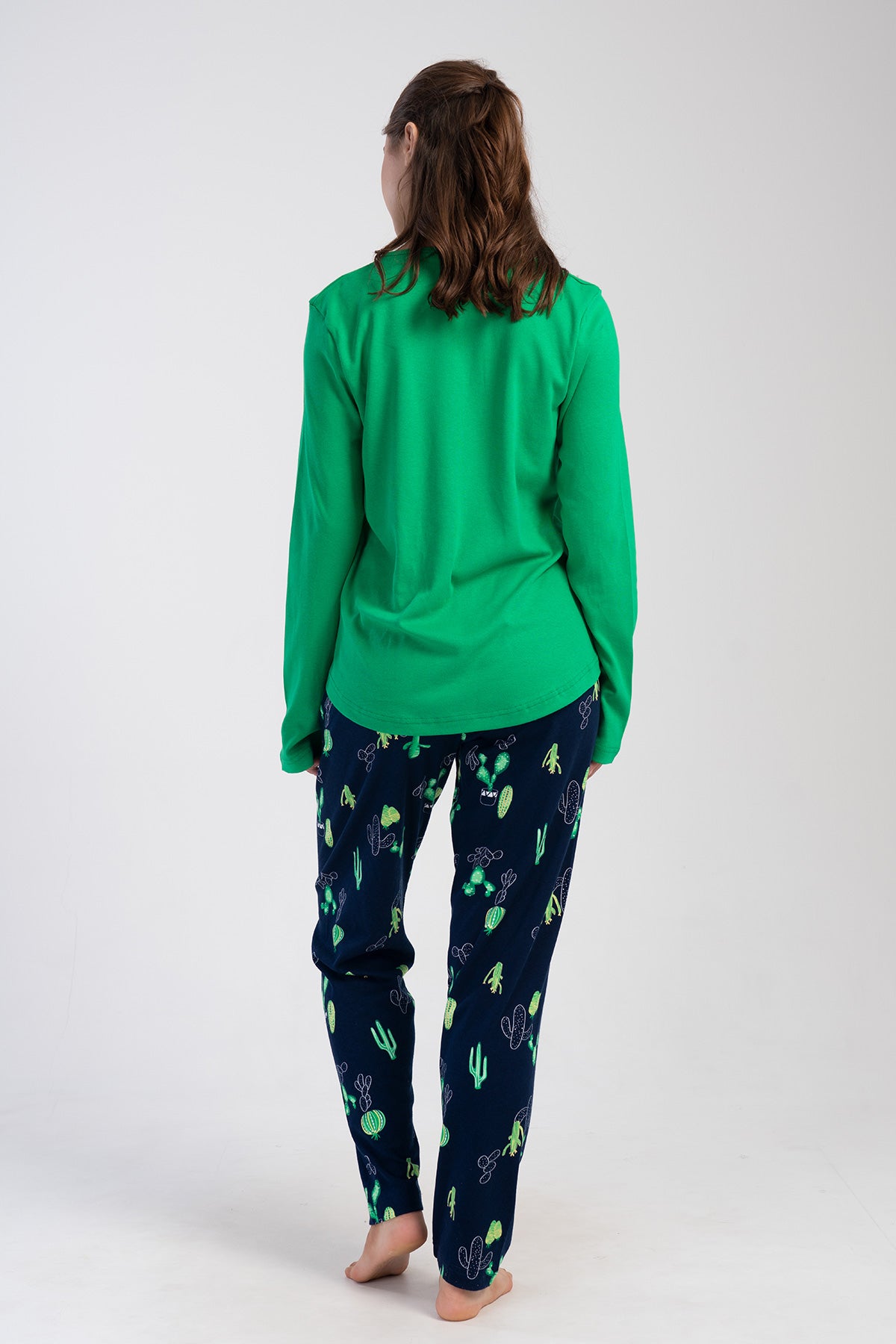 Woman Cactus Interlock Big Size Long Sleeve Pyjama Set