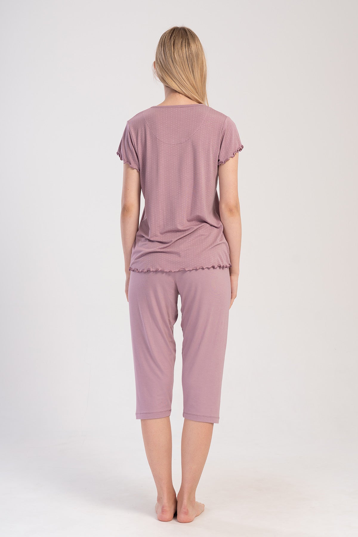 Woman Pink Lycra Viscon Big Size Capri Set
