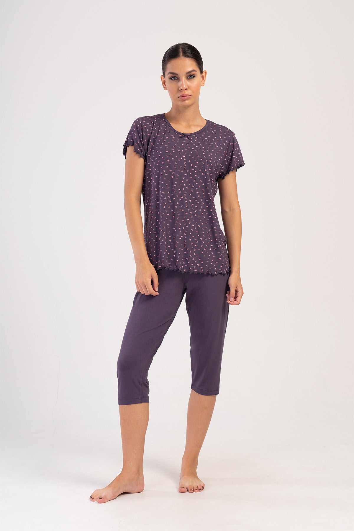 Woman Pansy Short Sleeve Capri Set