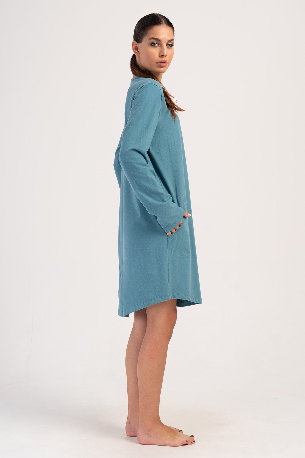 KADIN LYC SUPREM XXL O YAKA UZUN KOL ETEGI OVAL CEPLI TUNIK