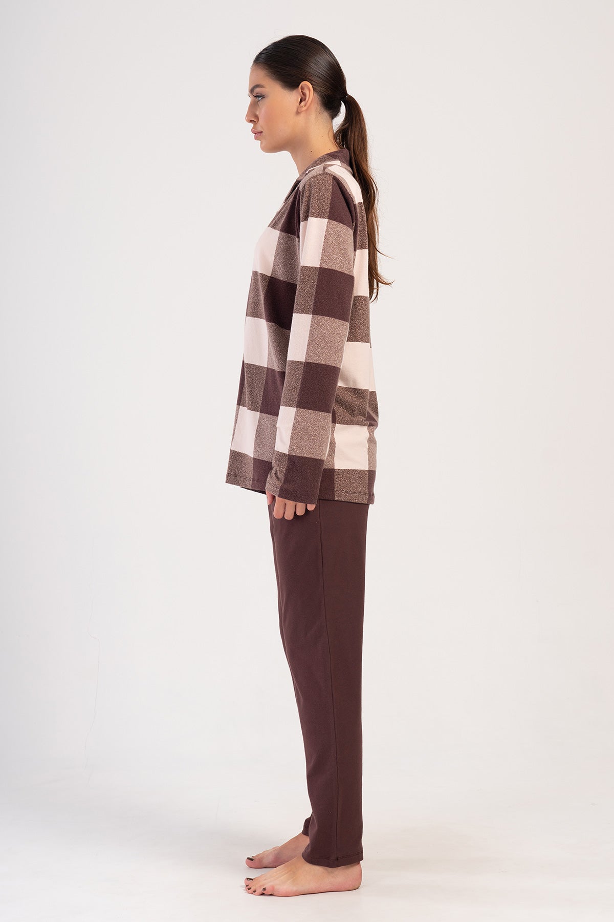 Woman Lycra Supreme Big Size Brown Pyjama Set