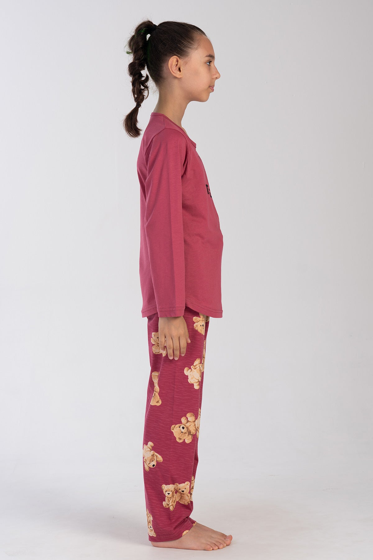 Kids' Girl Bordeaux Bear Pyjama Set