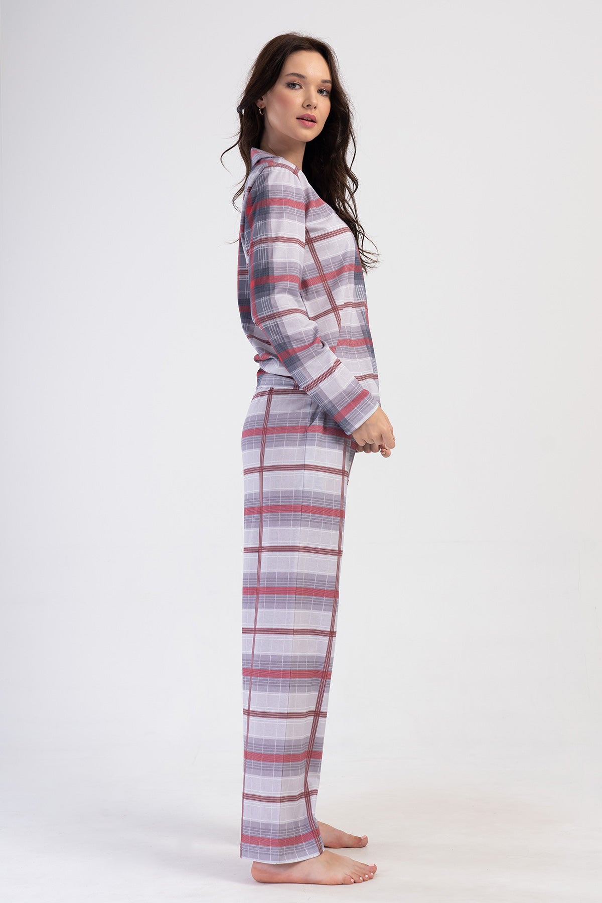 Woman Supreme Big Size Red Plaid Pyjama Set