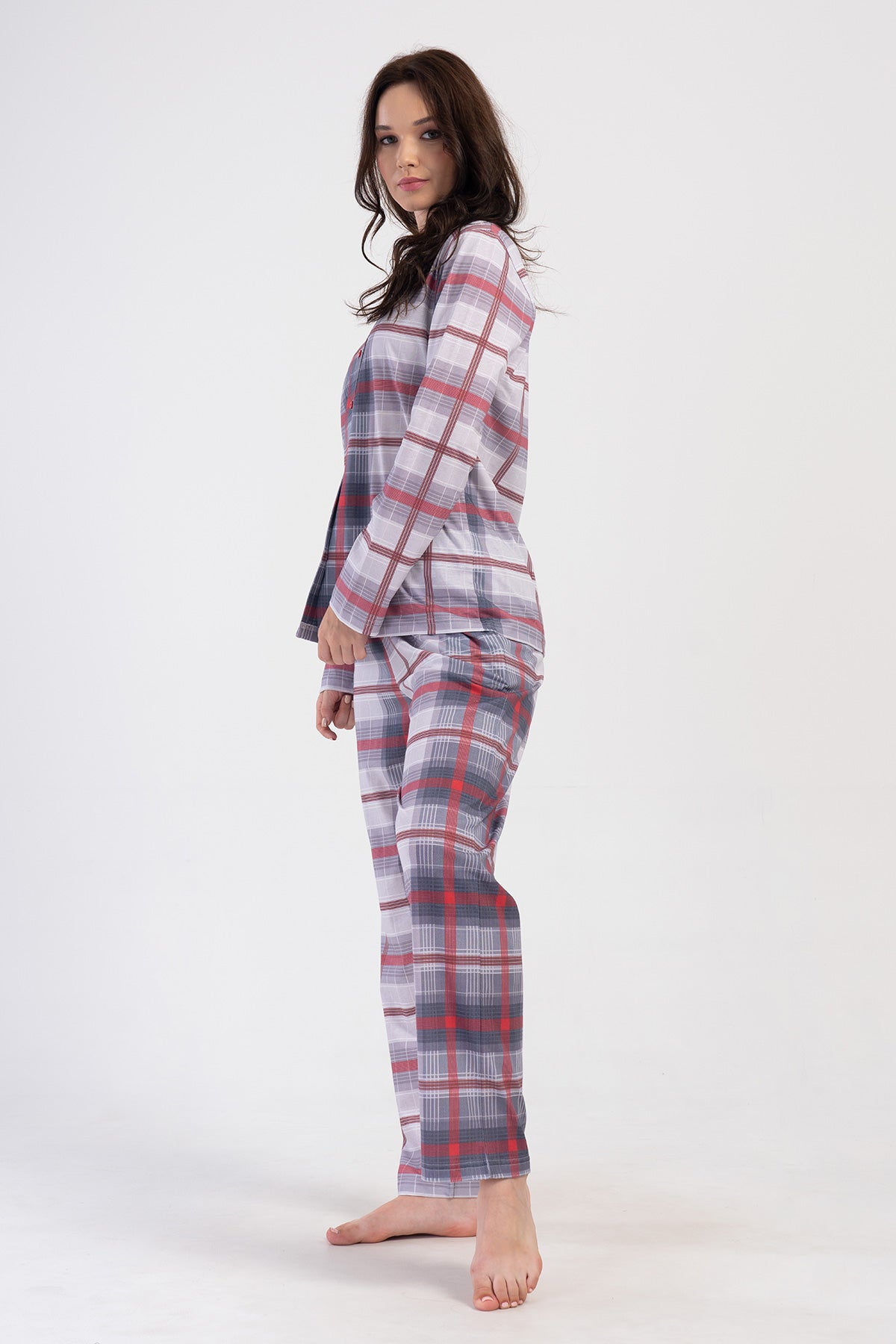 Woman Supreme Big Size Red Plaid Pyjama Set