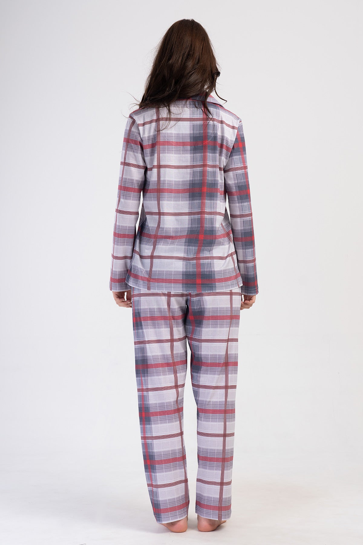 Woman Supreme Big Size Red Plaid Pyjama Set