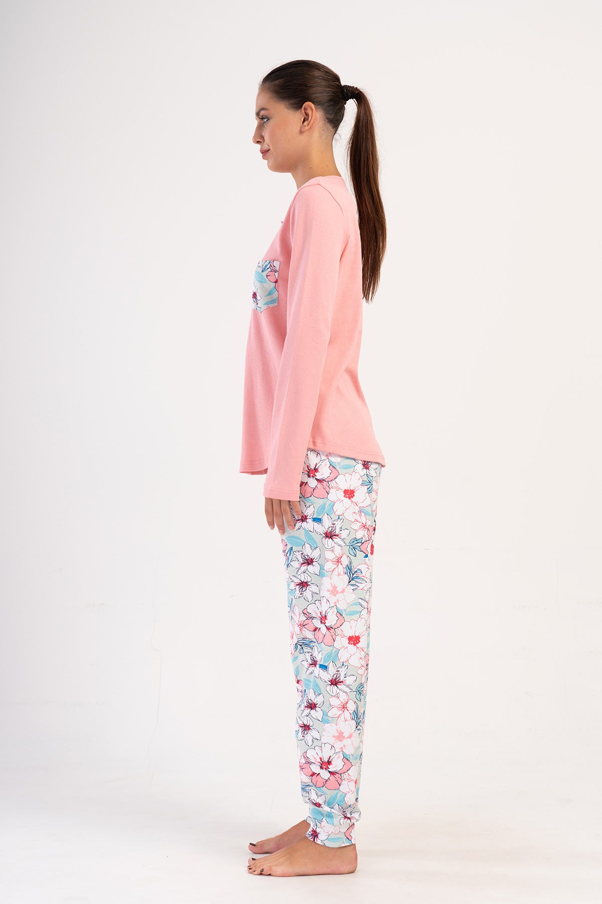 Woman Natalie Interlock Buttoned O Neck Pyjama Set
