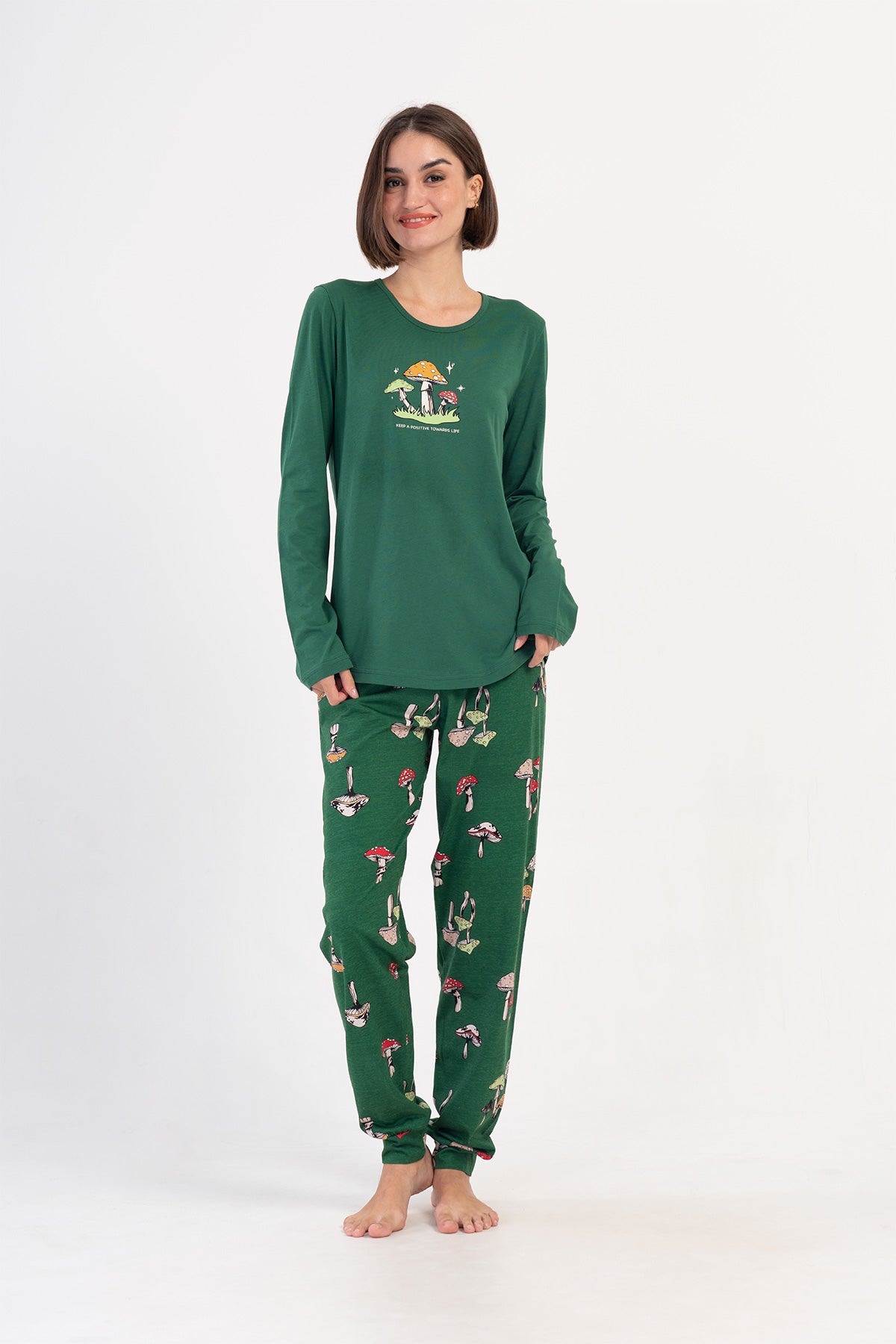 KADIN P.SUPREM O YAKA UZUN KOL ETEGI OVAL MANSETLI PIJAMA TAKIM