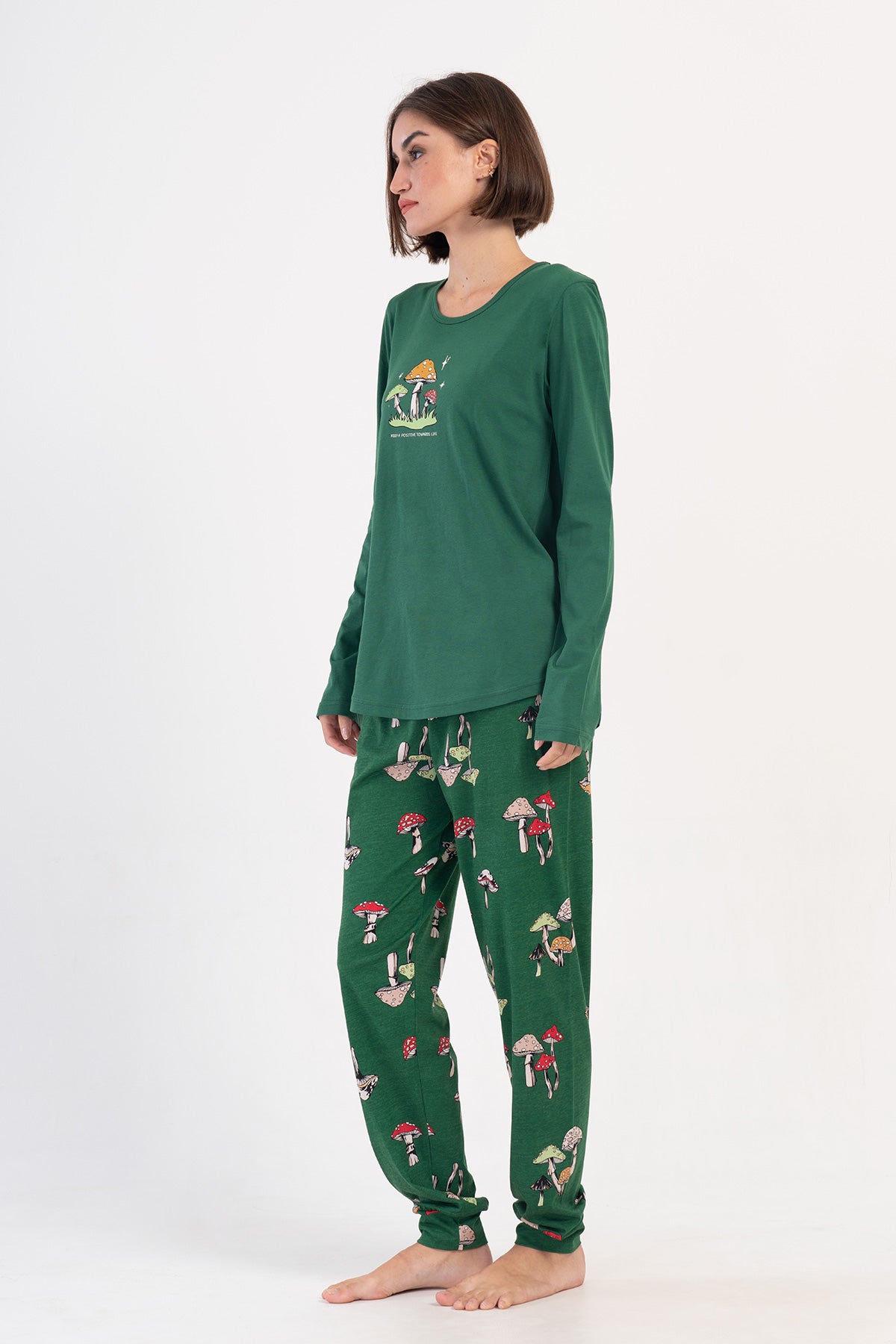 KADIN P.SUPREM O YAKA UZUN KOL ETEGI OVAL MANSETLI PIJAMA TAKIM