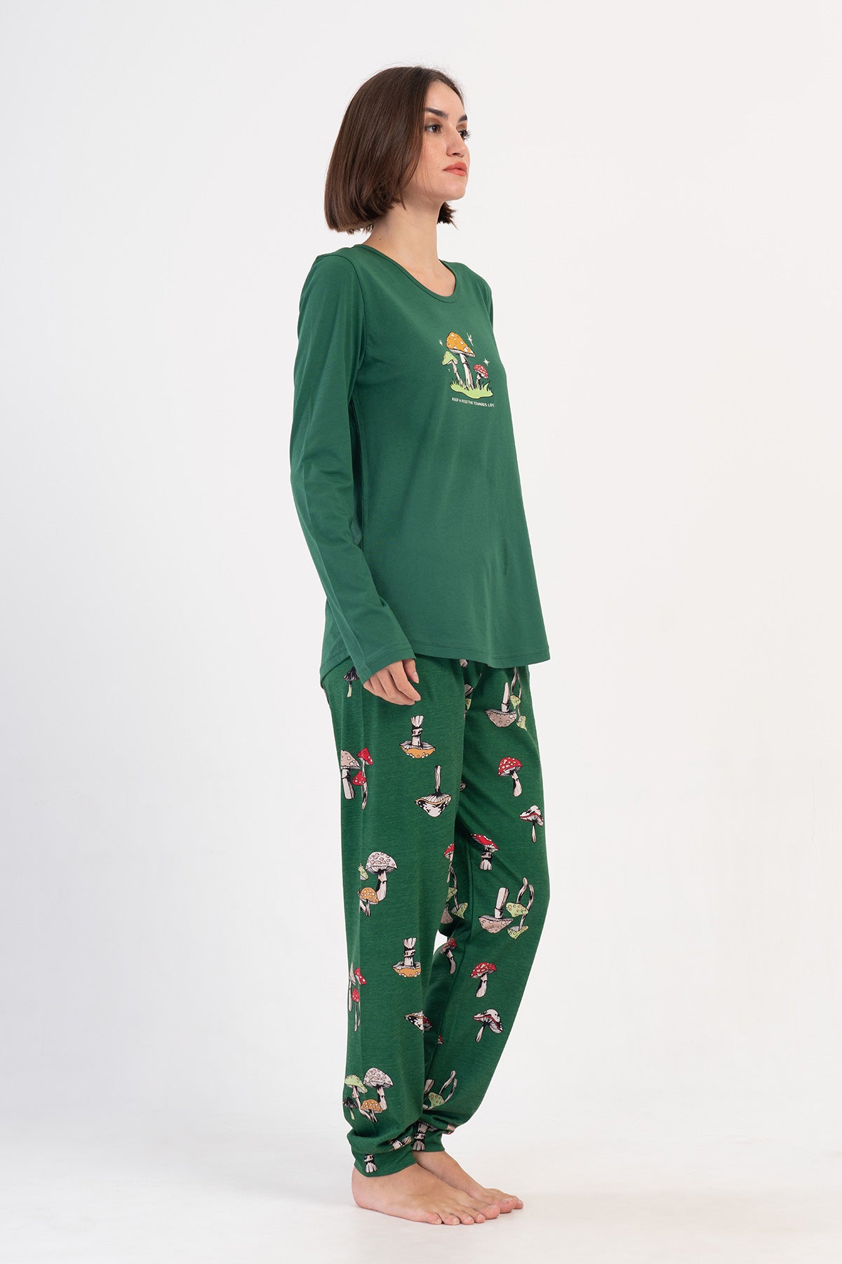 KADIN P.SUPREM O YAKA UZUN KOL ETEGI OVAL MANSETLI PIJAMA TAKIM