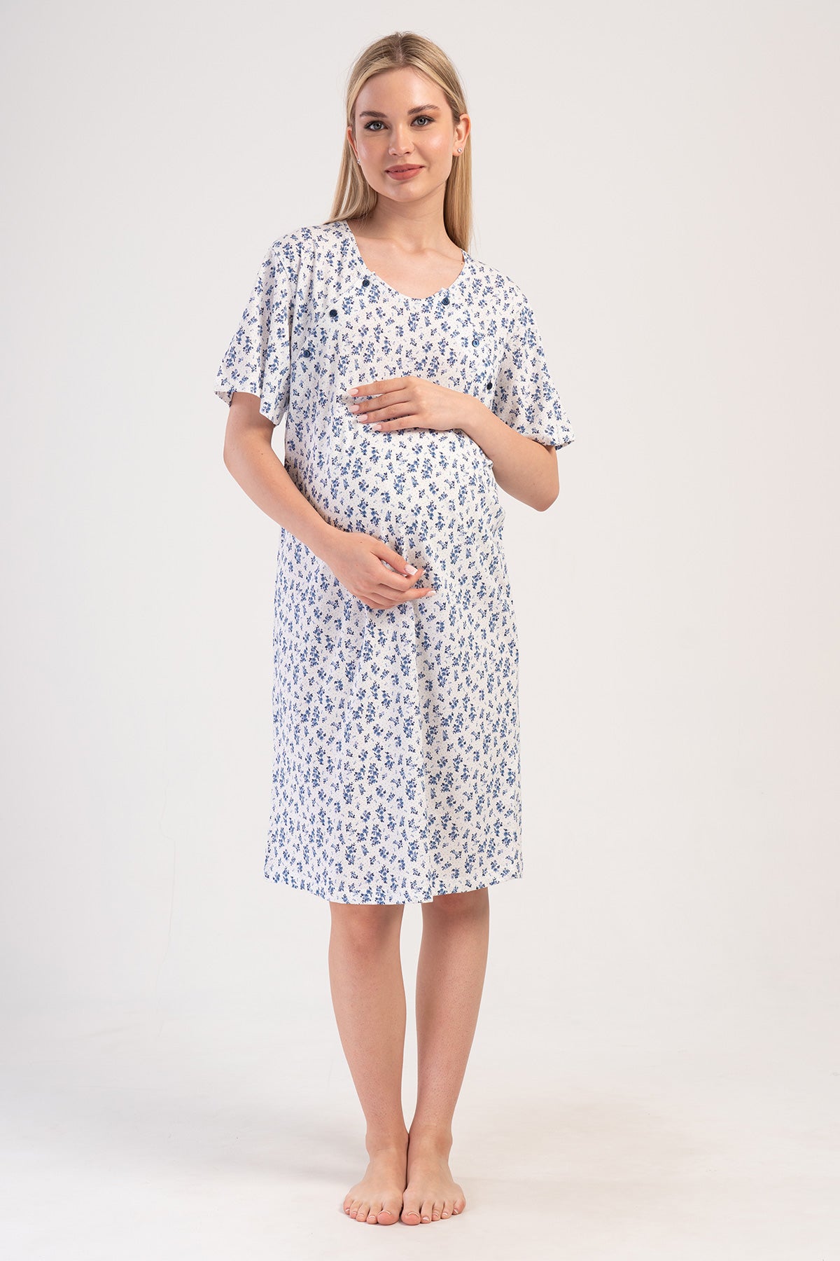 Woman Ane Supreme Buttoned Short Sleeve Pregnant Tunic