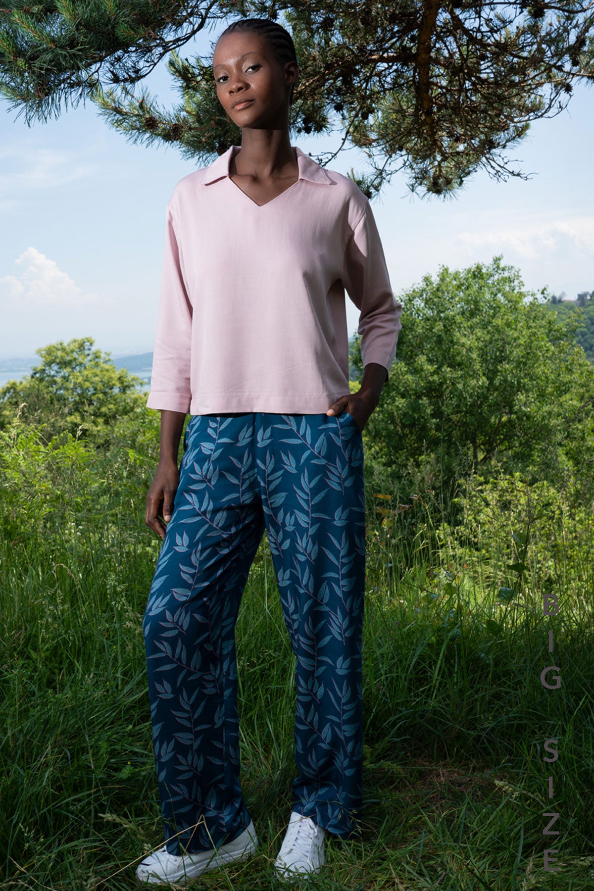 Woman Vela Viscon Big Size Shirt Neck Pant Set