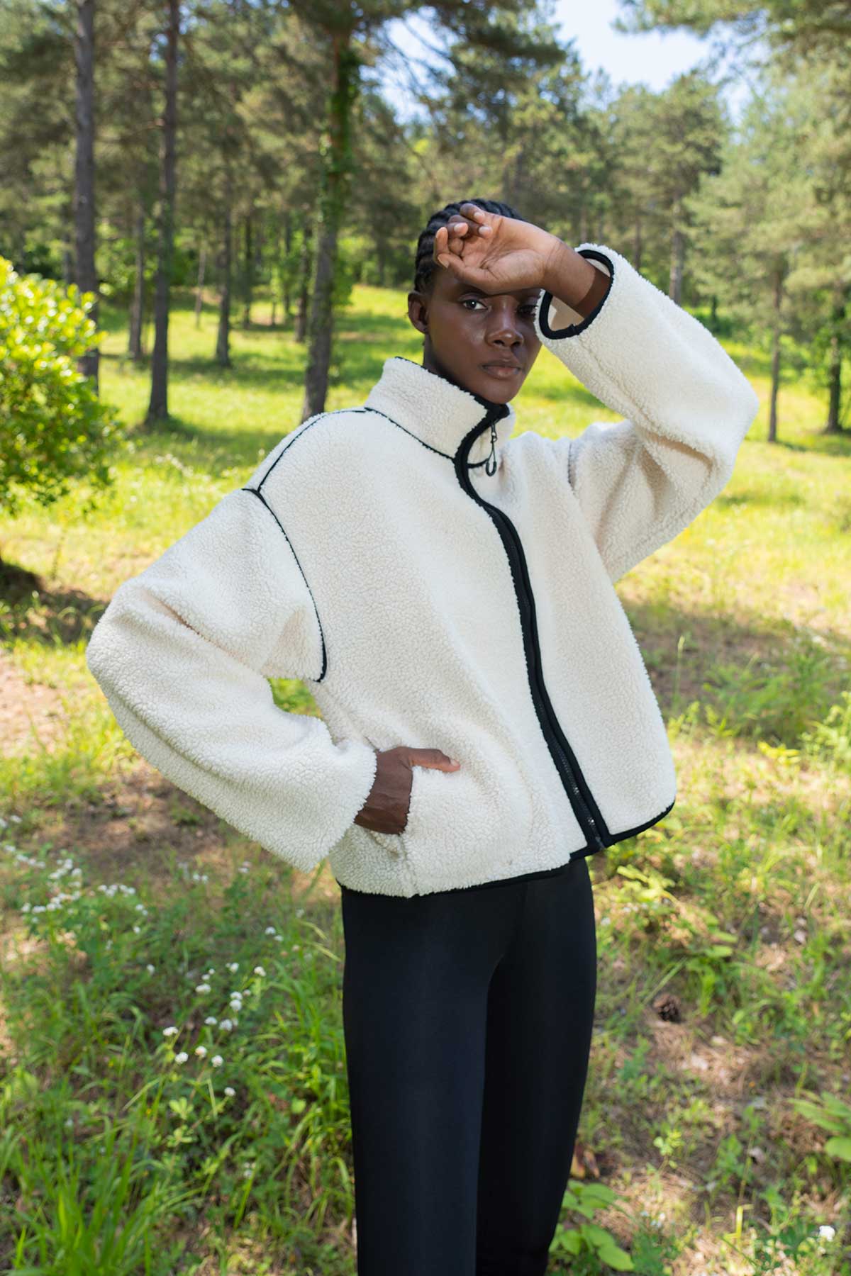 KADIN WELSOFT DIK YAKA DUSUK OMUZLU FERMUARLI UZUN KOL MONT