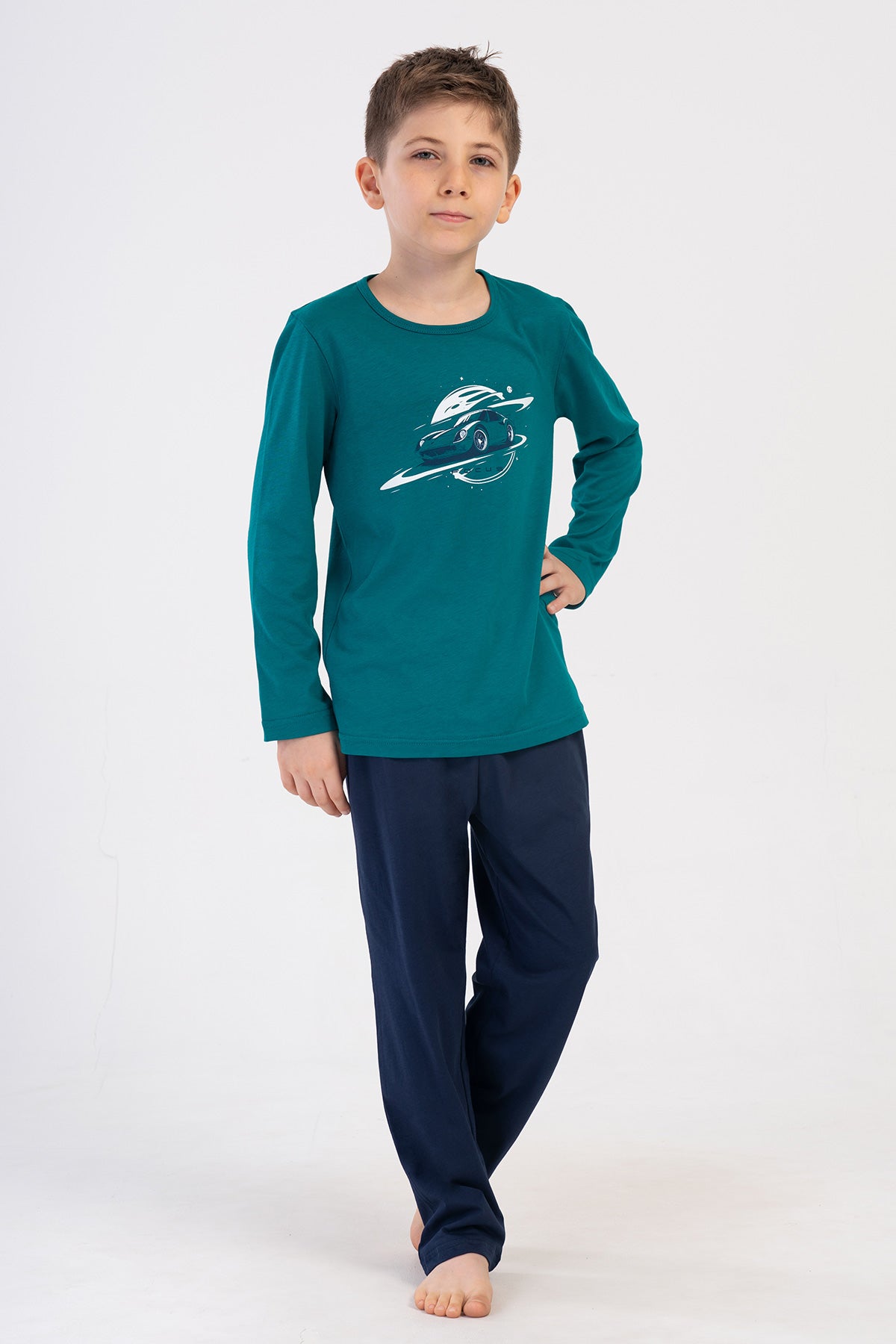 ERKEK COCUK P.SUPREM O YAKA UZUN KOL CEPLI PIJAMA TAKIM(9/10-15/16)