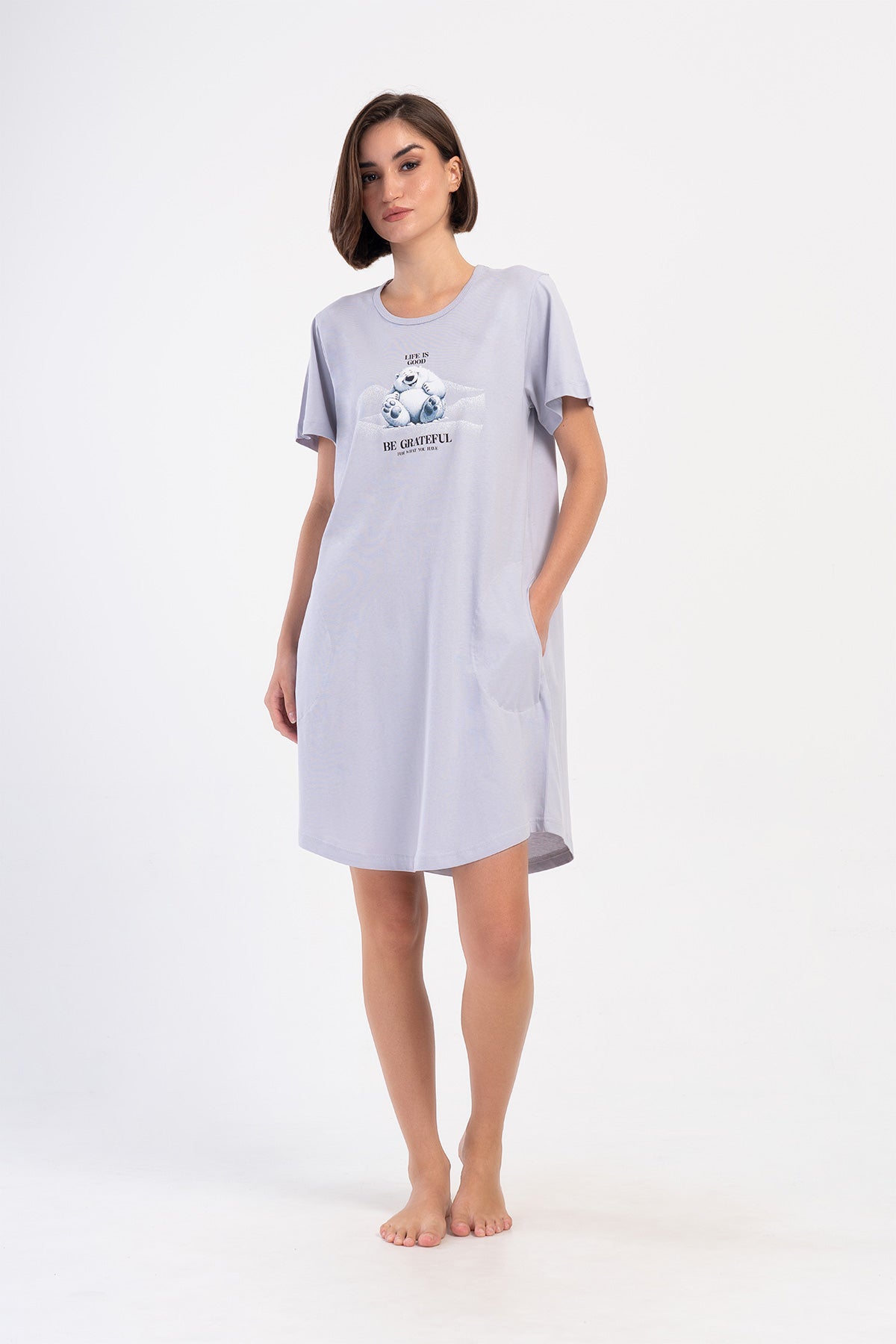 Woman Grateful Supreme O Neck Short Sleeve Tunic
