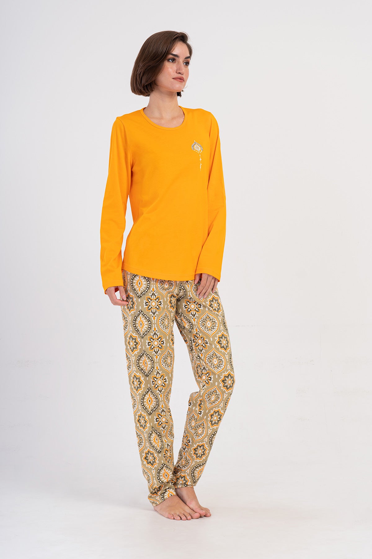 KADIN P.SUPREM XXL O YAKA UZUN KOL ETEGI OVAL PIJAMA TAKIM