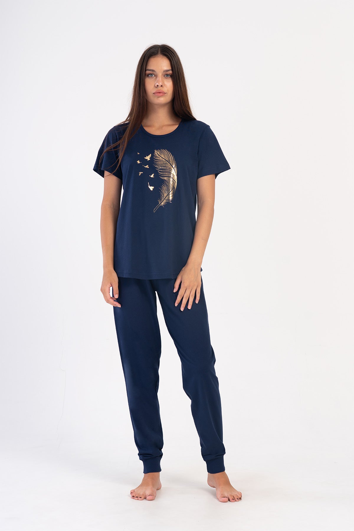 Woman Supreme Navy Blue Big Size Pyjama Set